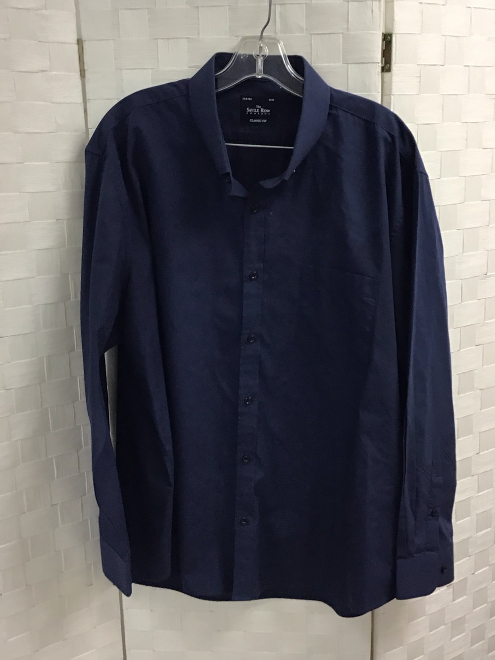 Navy Long-Sleeve Classic Button-Up Shirt - Stafford